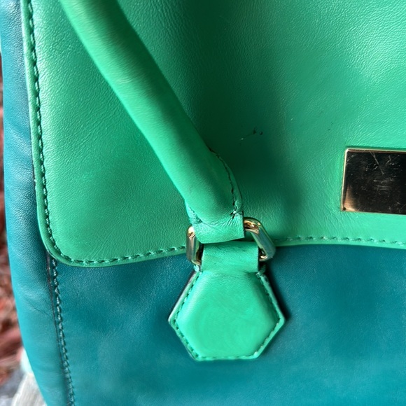 KATE SPADE Colorblock Emerald Satchel Catherine St. Joanie Green Leather 💚 - Picture 5 of 16